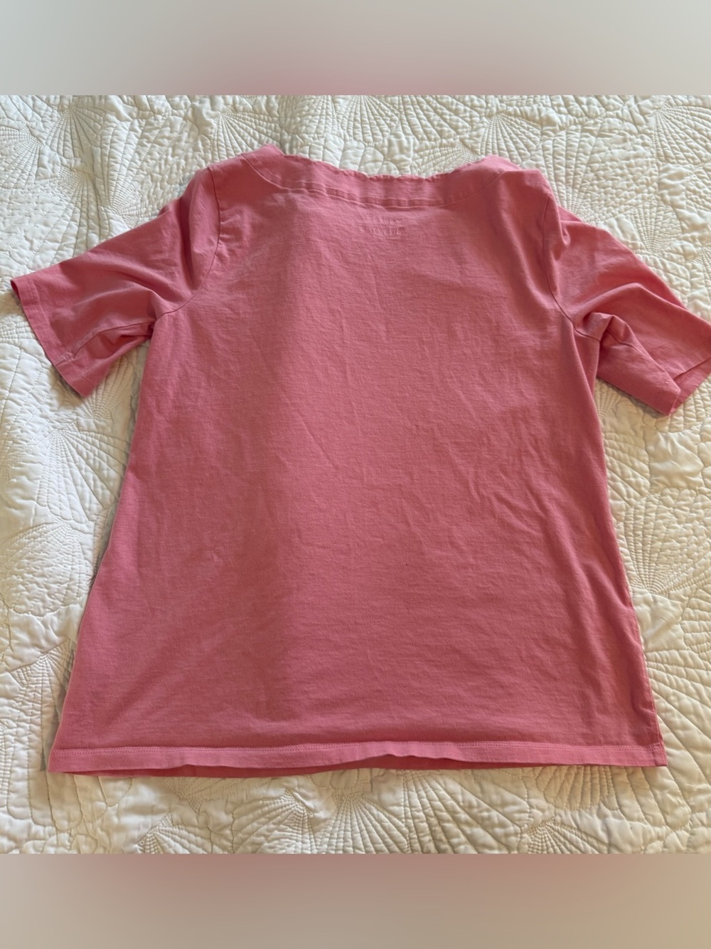 Talbots Pink Short-Sleeve Ruffle Neck Tee - Picture 4 of 4